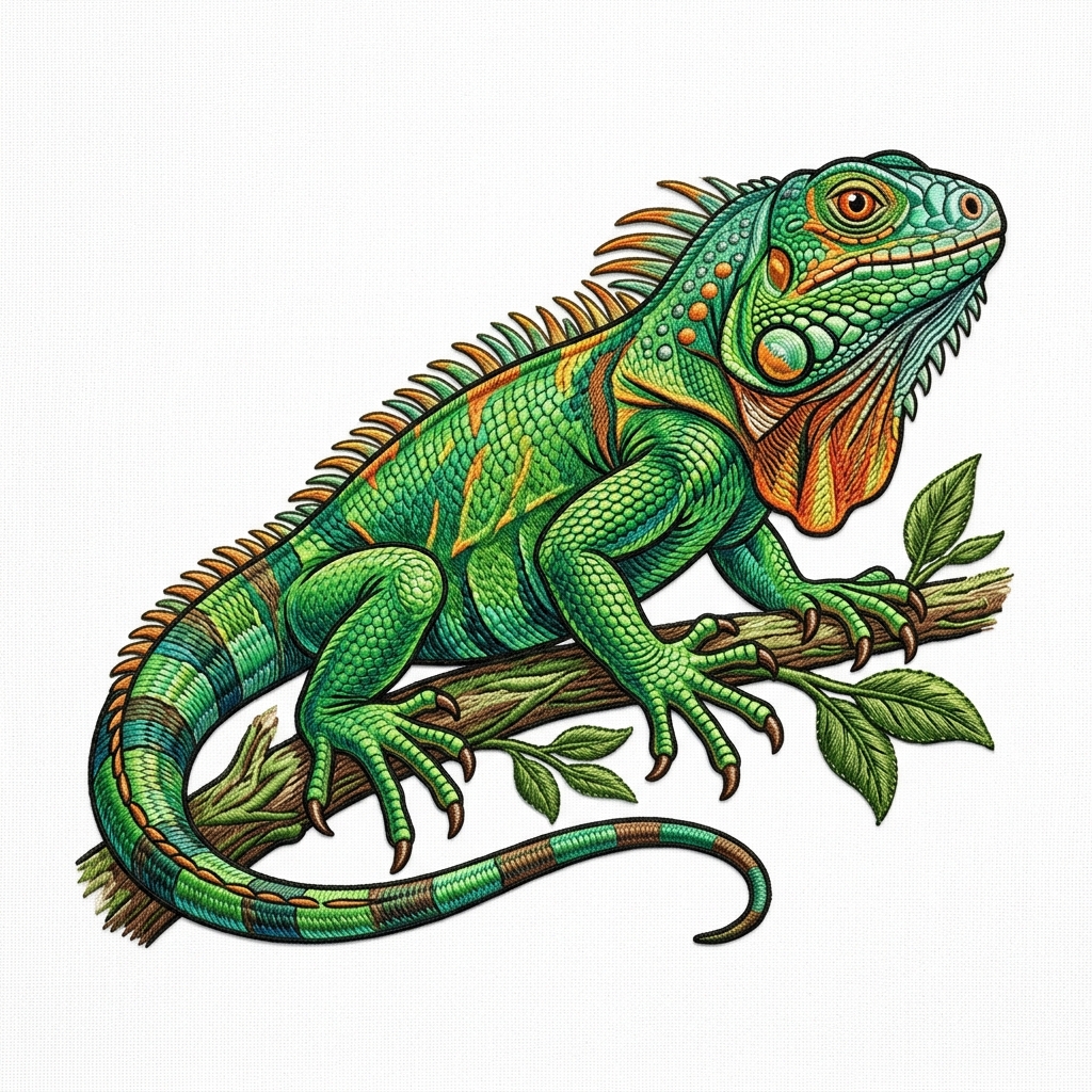 Animals Iguana Embroidery